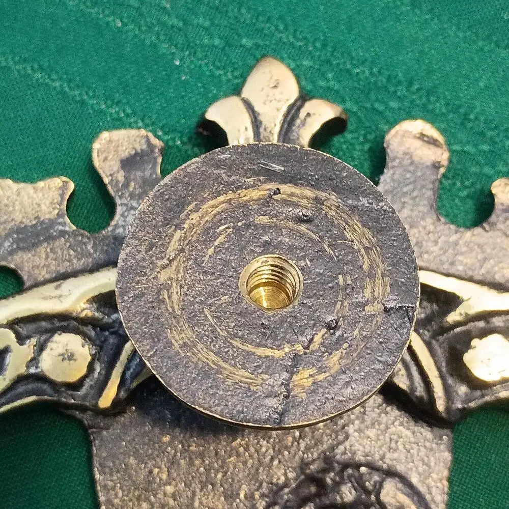 Vintage Brass Door Knocker Ornate Paisley Arabesque Shield Crown Antique